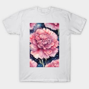 Pink Carnation Watercolor Pattern T-Shirt
